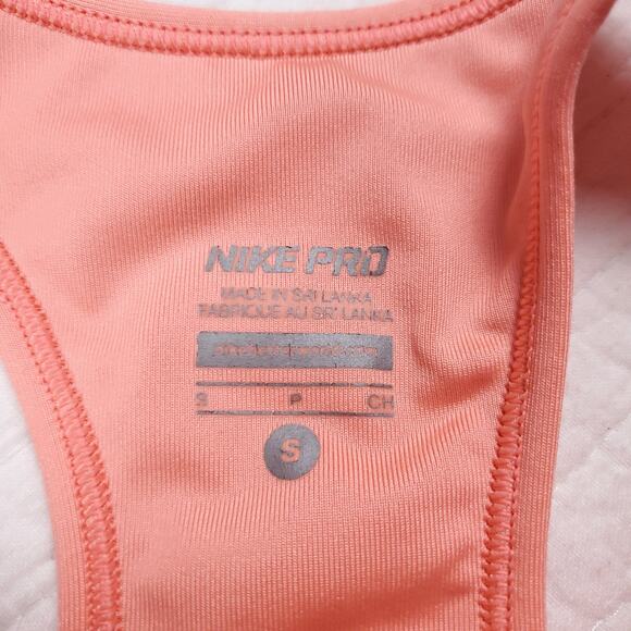 Nike Pro DriFit Athletic Sprort Bra Sherbet Orange Peach Gray Swoosh Racerback S - Picture 3 of 6